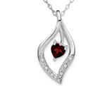 Natural Red Garnet 2/5 Carat (ctw) Heart Pendant Necklace in 14K White Gold with Chain